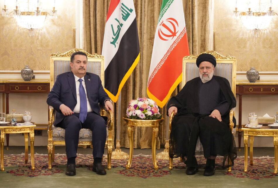 El presidente de Irán, Ebrahim Raisí, y el primer ministro iraquí, Mohamed Shia al Sudani. Foto: Reuters.