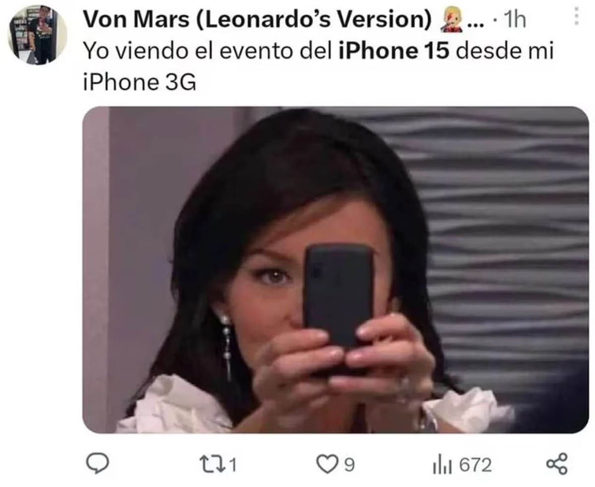 Memes del iPhone 15. Foto: Twitter.