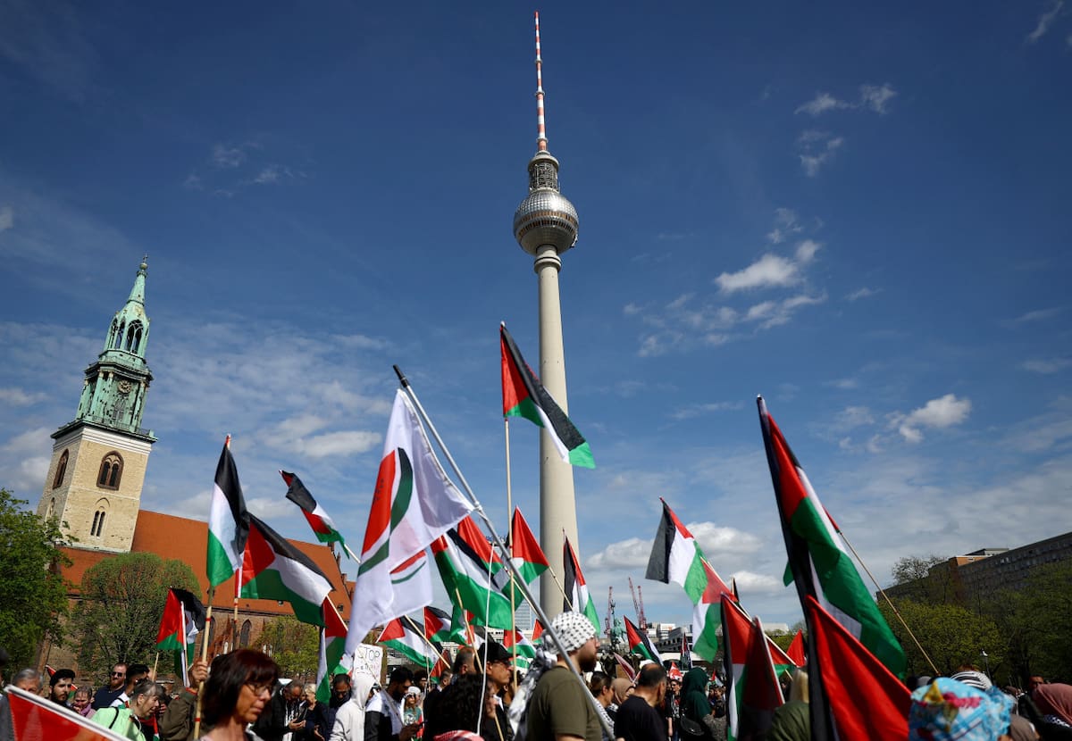 Manifestación propalestina en Berlín. Foto: Reuters.