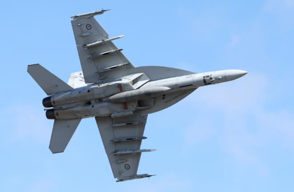 Aviones cazas F/A-18F Super Hornet de Estados Unidos.