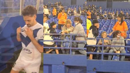 Insólita pelea viral en la platea de Vélez por una camiseta de Bouzat. Fotos: Capturas video.