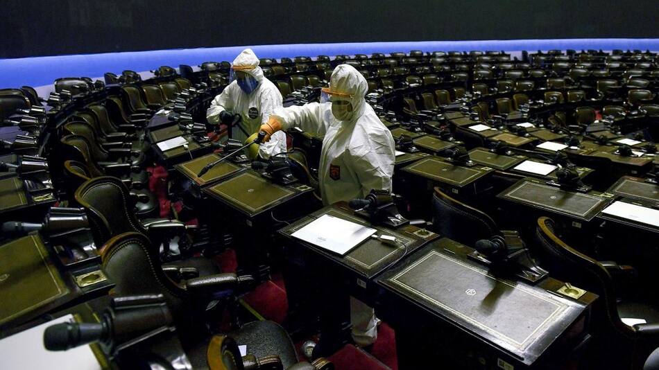 Coronavirus en el Congreso, desinfección, Agencia NA
