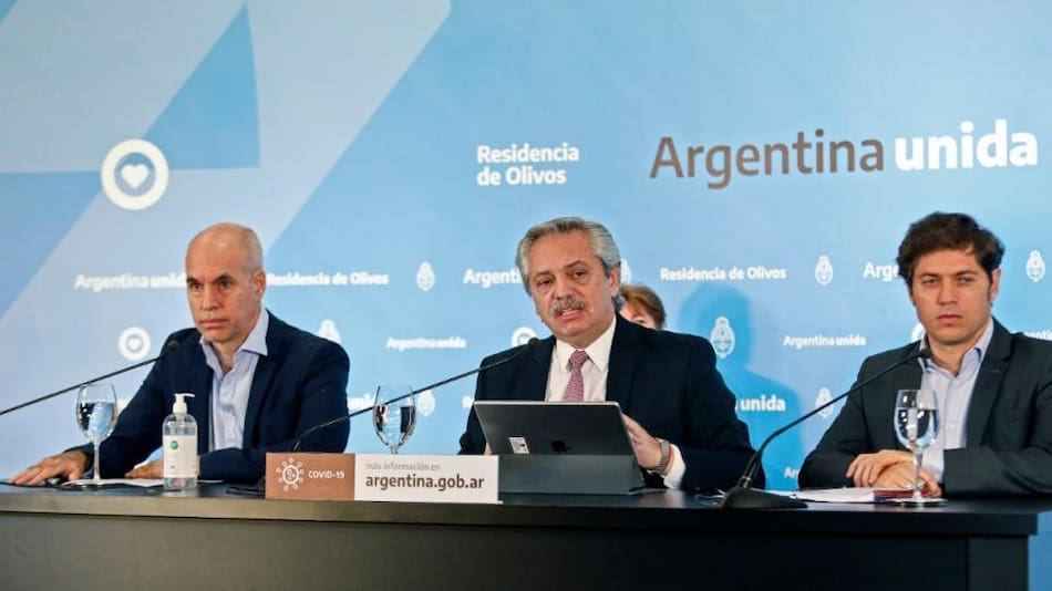 Kicillof, Alberto Fernández y Larreta, coronavirus en Argentina