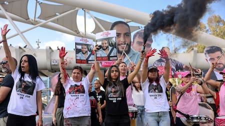 Protestas por el rehén israelí Matan Zangauker. Foto: Reuters/Tomer Appelbaum