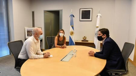 Horacio Rodríguez Larreta, Nicolás Trotta y Soledad Acuña reunión por la vuelta a clases en CABA.