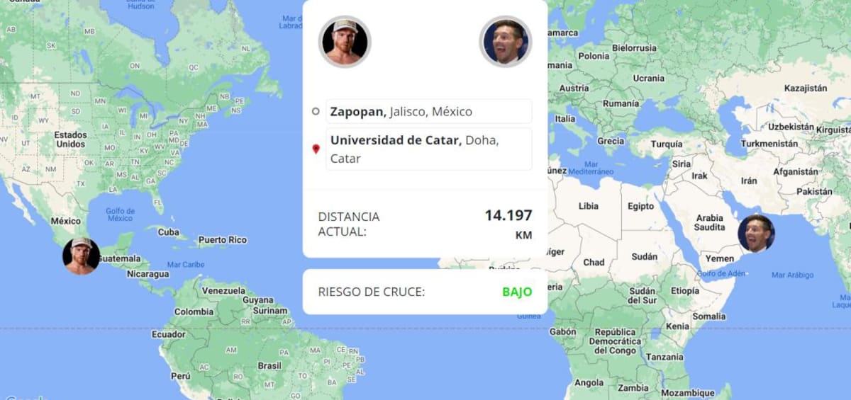 La distancia en este momento. Foto: captura página web Messimetral