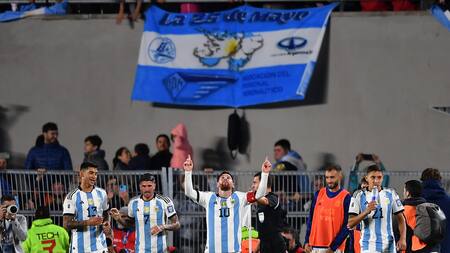 El festejo de Messi tras su golazo ante Ecuador. Foto: Télam.