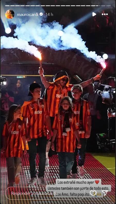 El posteo de Mauro Icardi dedicado a los hijos de Wanda Nara. Foto: Instagram.