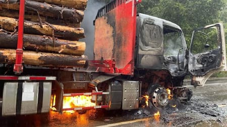 Chile: Mapuches atacan e incendian tres camiones de carga de madera