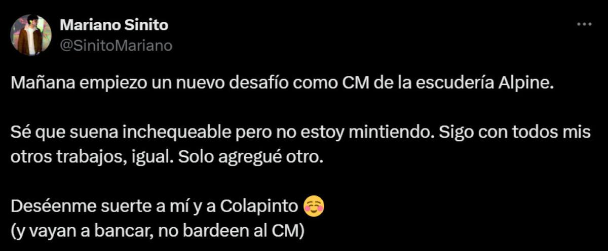 El anuncio del nuevo CM de Alpine