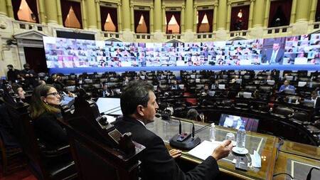 Sergio Massa en simulacro de sesión mixta en Diputados