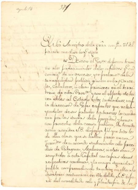 La carta original se exhibe en el Museo Malvinas