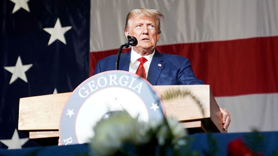 Donald Trump en su primer acto electoral tras ser imputado. Foto: Reuters.