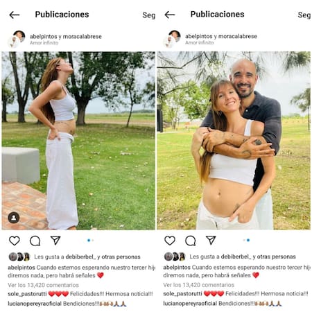 Abel Pintos y Mora Calabrese serán padres nuevamente. Foto: Instagram.