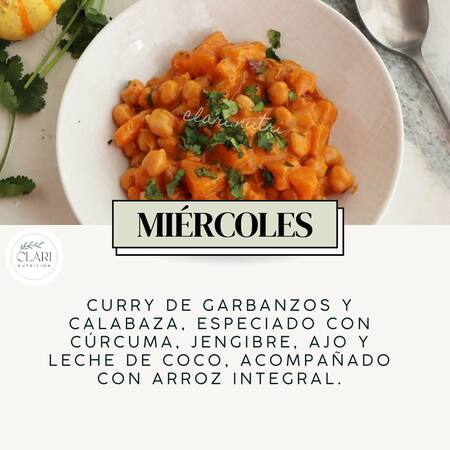 Ideas de almuerzo o cena antiinflamatorio. Foto Instagram @clari.nutri