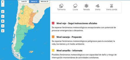 Alerta por tormentas y granizo. Foto: SMN.