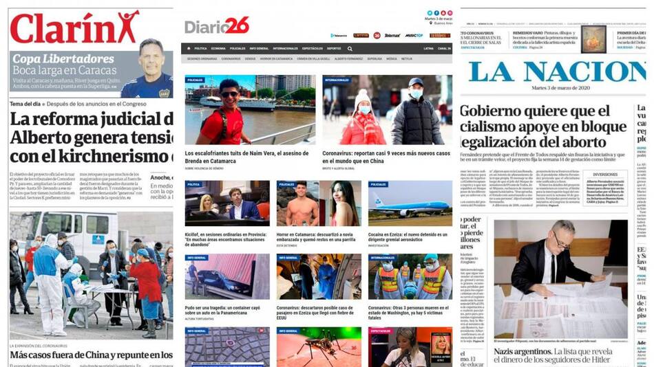 Tapas de diarios, martes 3 de marzo de 2020