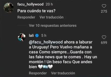 El comentario de Lali Espósito. Foto: captura de pantalla