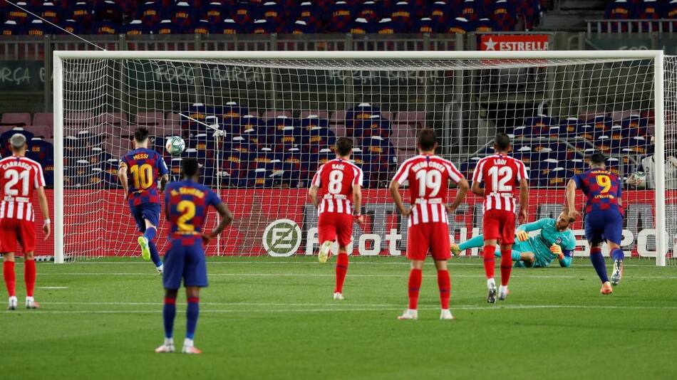 Festejo de Lionel Messi en el Barcelona, REUTERS