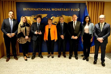 Javier Milei se reunió con la directora gerente del FMI, Kristalina Georgieva. Foto: Presidencia