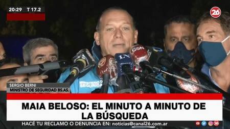 Sergio Berni y Diego Santilli por la búsqueda de Maia, CANAL 26