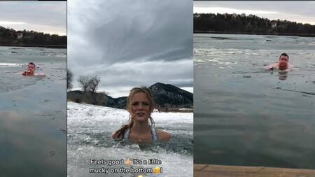 Reto #Icebath de TikTok. Foto captura TikTok.