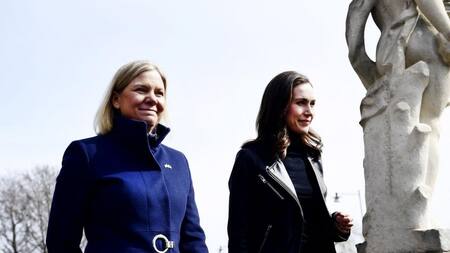 Magdalena Andersson y Sanna Marin, primeras ministras de Finlandia y Suecia. Foto: Reuters.