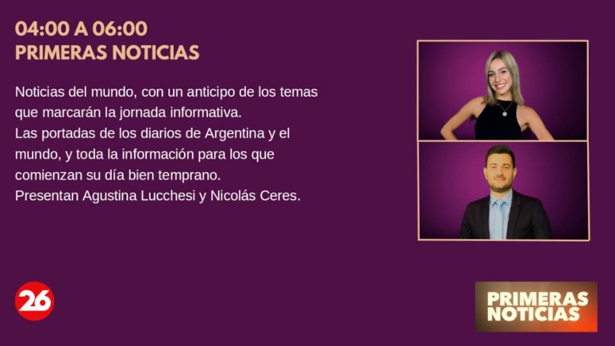 Nueva programación de Canal 26 2022 - Primeras Noticias