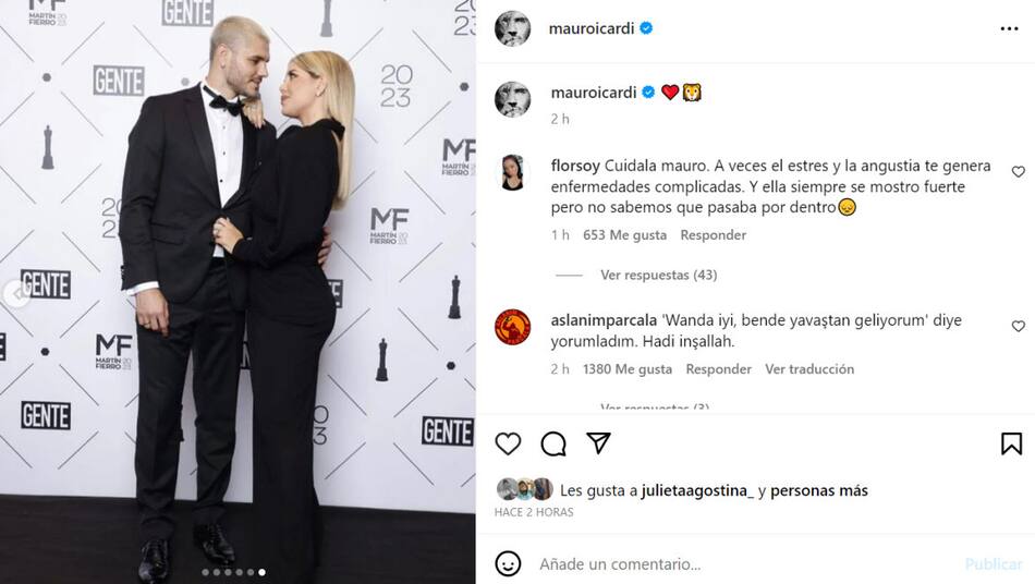 El posteo de Icardi en medio del sobre la salud de Wanda Nara. Foto: Instagram.