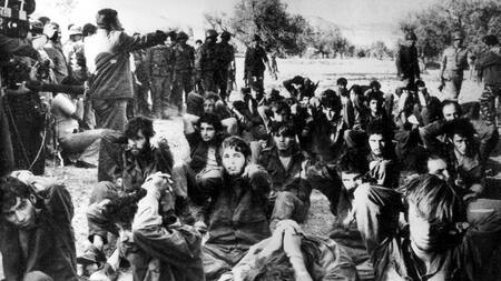 Guerra Yom Kippur. Prisioneros de guerra israelíes son presentados a corresponsales extranjeros cerca de Damasco. Reuters