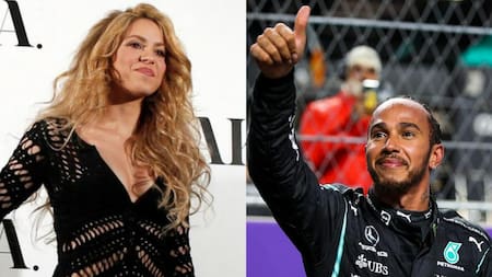 Shakira y Lewis Hamilton. Fotos: Reuters.