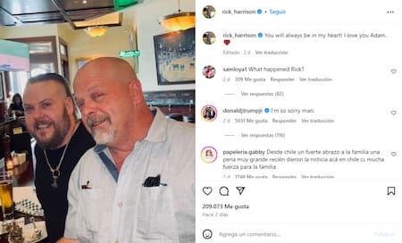 Rick Harrison se despidió de su hijo Adam a través de las redes sociales. Foto: Captura de pantalla.