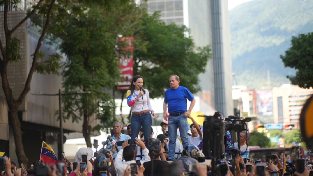 María Corina Machado reapareció en público. Foto: X @sincepto