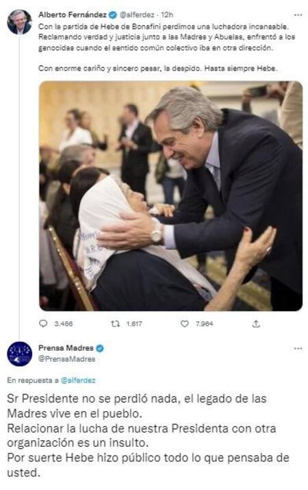 Tuit de Madres de Plaza de Mayo, Twitter