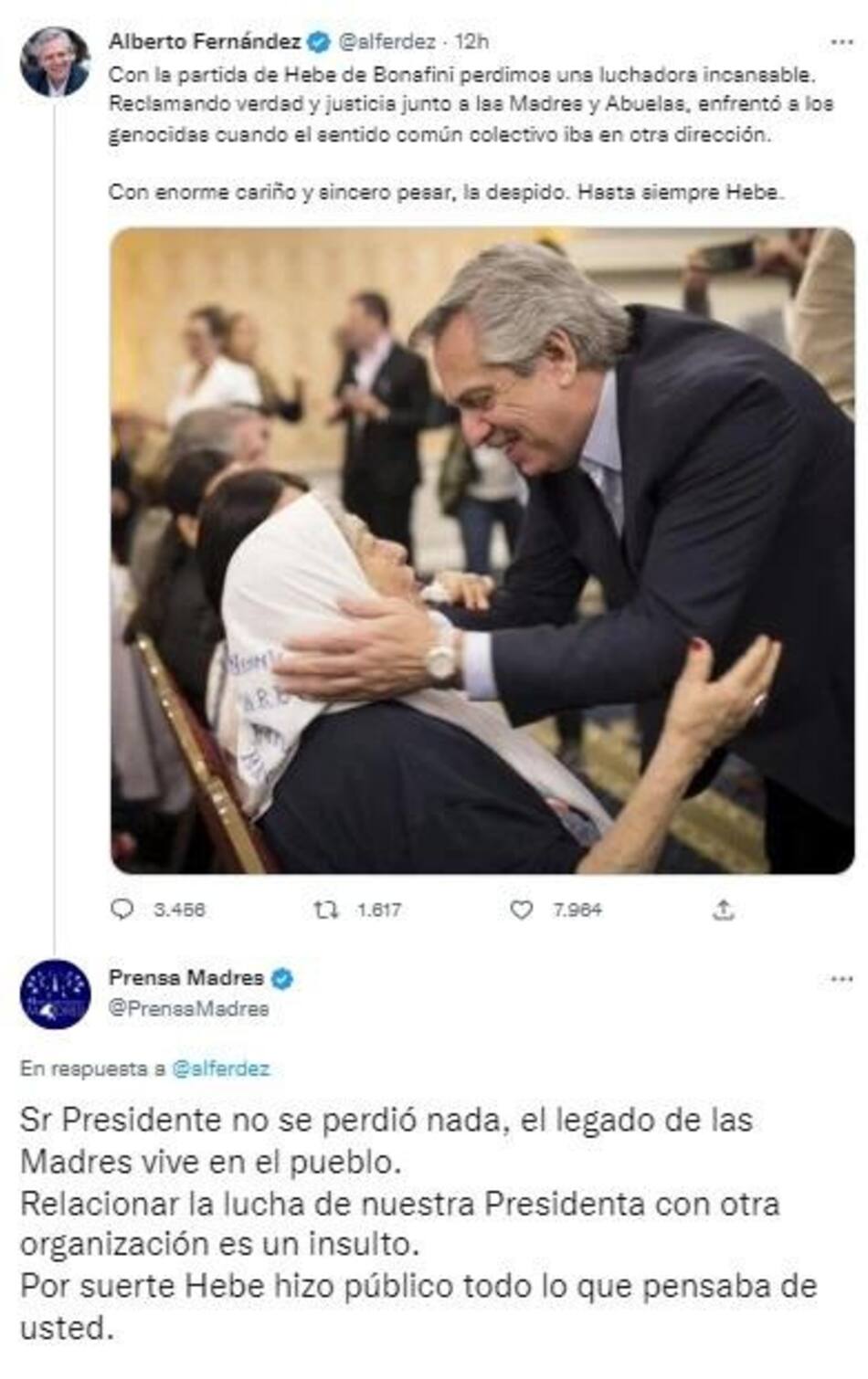 Tuit de Madres de Plaza de Mayo, Twitter