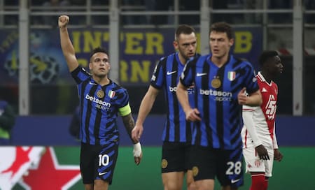 Festejo de Lautaro Martínez para el Inter en la Champions League. Foto: REUTERS.