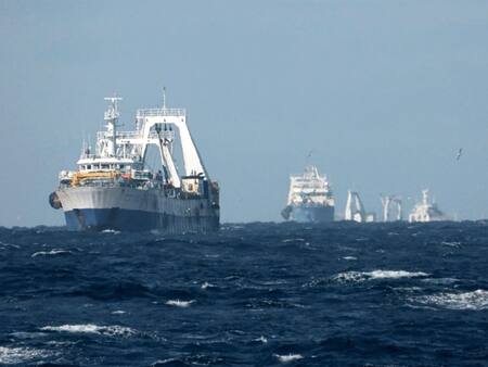 Barcos arrastreros en el Agujero Azul. Foto: Valeria Falabella / Programa de Conservación Costero Marino de WCS Argentina