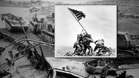 Toma de Iwo Jima, Segunda Guerra Mundial, Estados Unidos, Foto Joe Rosenthal