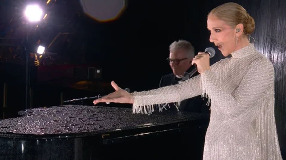 Céline Dion en la inauguración de los Juegos Olímpicos. Foto: captura