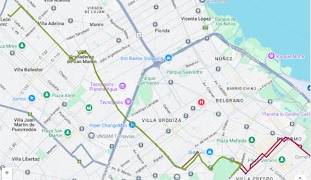 El nuevo recorrido de la línea 111.