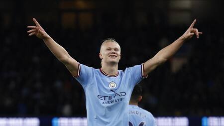 Festejo de Haaland para el Manchester City por la Premier League. Foto: REUTERS.