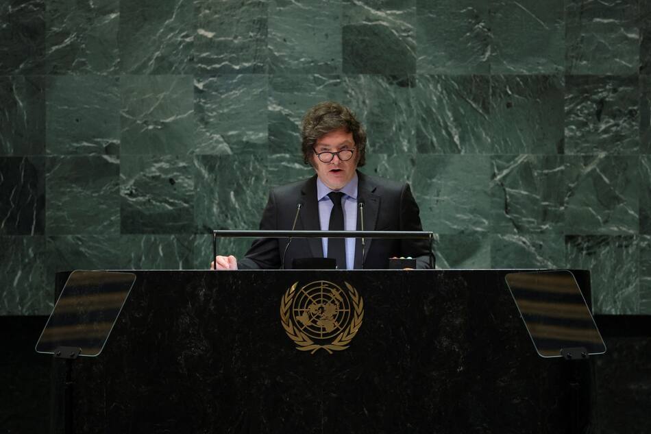 Javier Milei ante la Asamblea General de la ONU. Foto: REUTERS.