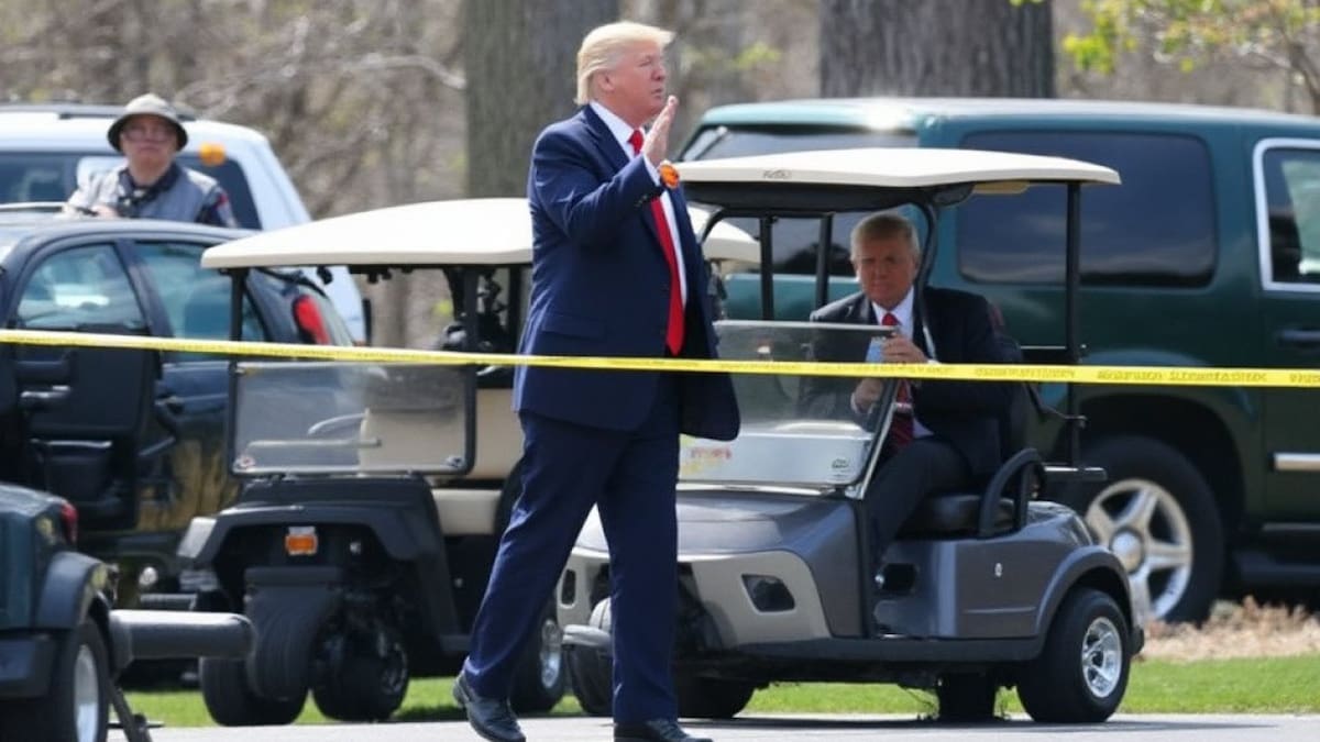 Donald Trump en su club de golf de Florida, Estados Unidos. Foto: X @upuknews1.