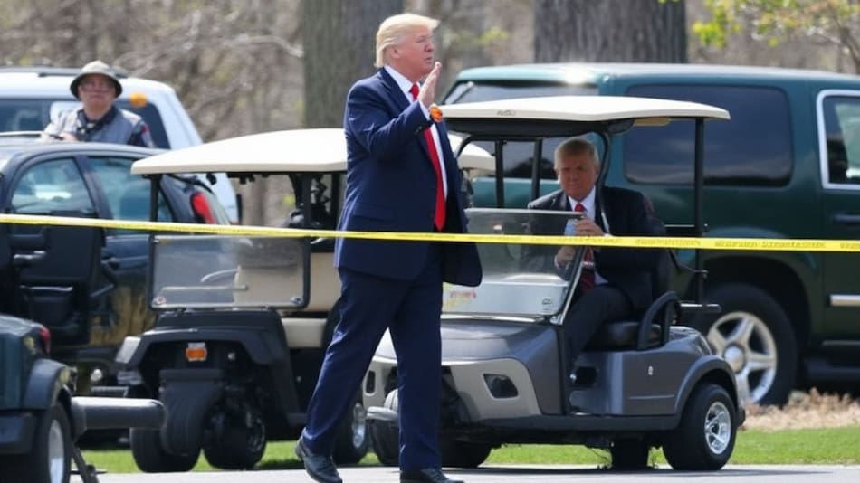 Donald Trump en su club de golf de Florida, Estados Unidos. Foto: X @upuknews1.
