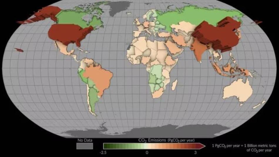Mapa de la NASA sobre contaminación. Foto: NASA.