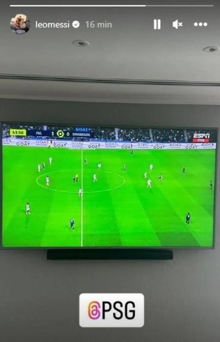 Posteo de Messi mirando al PSG durante sus vacaciones en Rosario. Foto: @