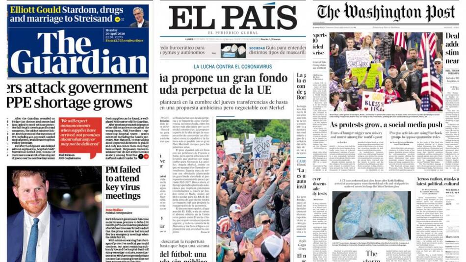 Tapas de diarios, lunes 20 de abril de 2020