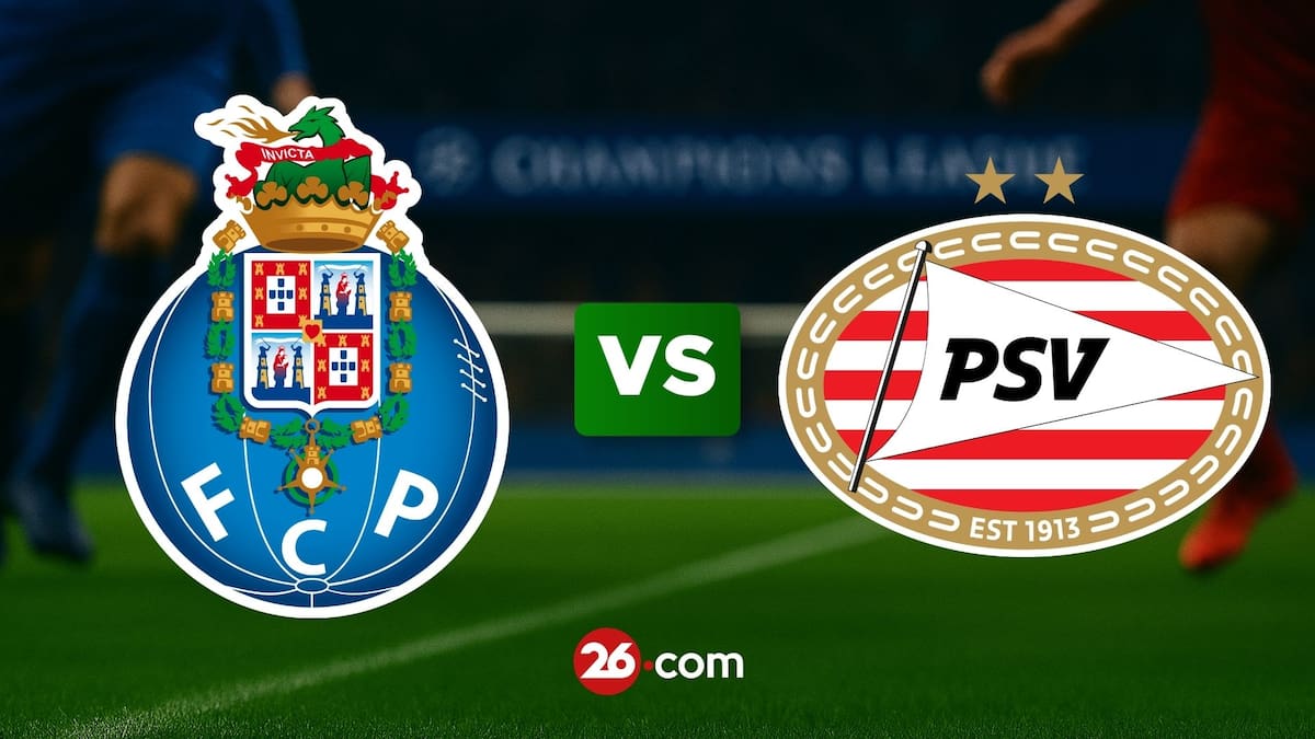 Portada con los escudos de Porto vs PSV