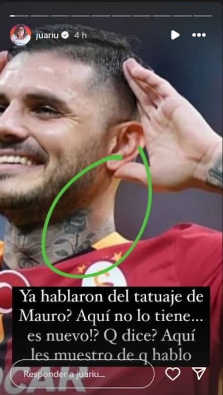 Nuevo tatuaje de Mauro Icardi. Foto: NA - @juariu.