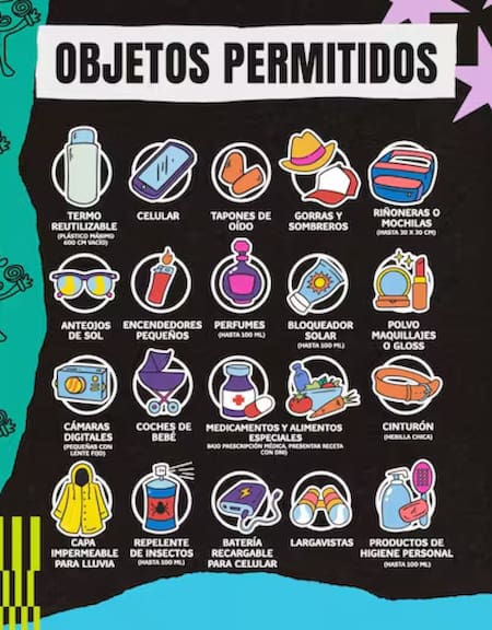 Objetos permitidos para el Lollapalooza 2025. Foto: Instagram.